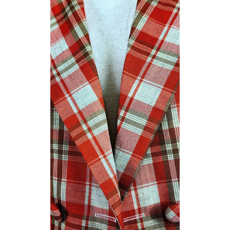 Áo blazer nữ màu cam đỏ caro [MAY THEO SỐ ĐO] -áo khoác vest -chất liệu cao cấp, 2 lớp-lót lụa ngắn tay