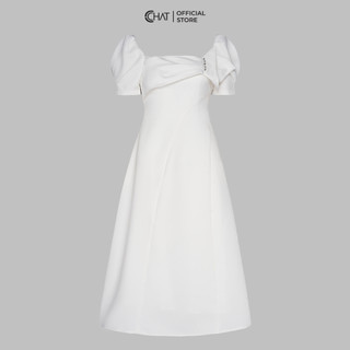 Đầm Nữ 𝐂𝐂𝐇𝐀𝐓 Tay Cộc Bổ Xéo Thân Dáng Xòe Chất Tuytsi Cao Cấp Mềm Mịn 13VNS2025XT