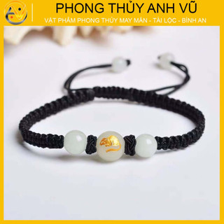 Vòng tết chỉ đỏ tuổi tý chất liệu dây dù đá mã não - may mắn tài lộc bình an - Phong Thủy Anh Vũ