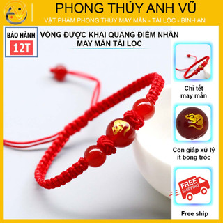 Vòng tết chỉ đỏ tuổi tý chất liệu dây dù đá mã não - may mắn tài lộc bình an - Phong Thủy Anh Vũ