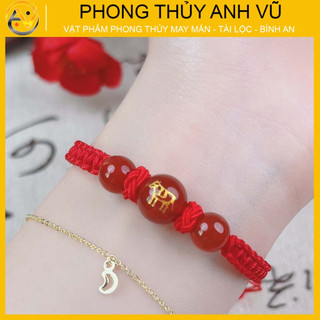 Vòng phong thủy chỉ đỏ may mắn - Vòng đeo tay hình con giáp tuổi sửu - bảo hành 12 tháng