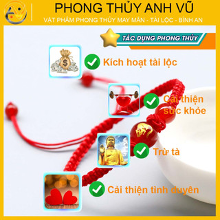 Vòng tết chỉ đỏ tuổi tý chất liệu dây dù đá mã não - may mắn tài lộc bình an - Phong Thủy Anh Vũ