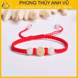 Vòng tết chỉ đỏ tuổi tỵ chất liệu dây dù đá mã não - may mắn tài lộc bình an - Phong Thủy Anh Vũ