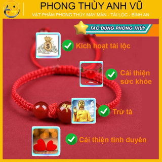 Vòng phong thủy chỉ đỏ may mắn - Vòng đeo tay hình con giáp tuổi sửu - bảo hành 12 tháng