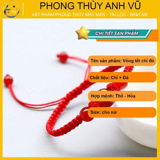 Vòng tết chỉ đỏ tuổi tý chất liệu dây dù đá mã não - may mắn tài lộc bình an - Phong Thủy Anh Vũ