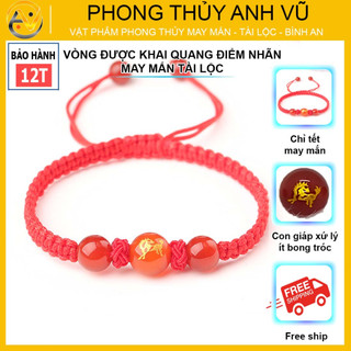 Vòng tết chỉ đỏ cho người tuổi ngọ - chất liệu dây dù đá mã não - may mắn tài lộc bình an
