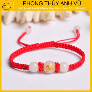 Vòng tết chỉ đỏ cho người tuổi ngọ - chất liệu dây dù đá mã não - may mắn tài lộc bình an