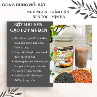 Bột Hạt Sen, Gạo Lứt, Mè đen nguyên chất Senfarm - Không đường
