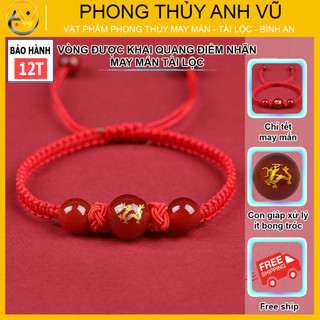 Vòng tết chỉ đỏ tuổi thìn - Chỉ dù đá mã não - may mắn tài lộc bình an - bảo hành 12 tháng