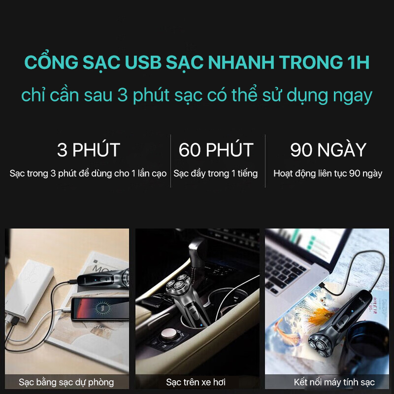 Ảnh Máy cạo râu Enchen Blackstone, Blackstone 3 có tông đơ phụ, đầu dao 3D chống nước - BH 6 tháng 3