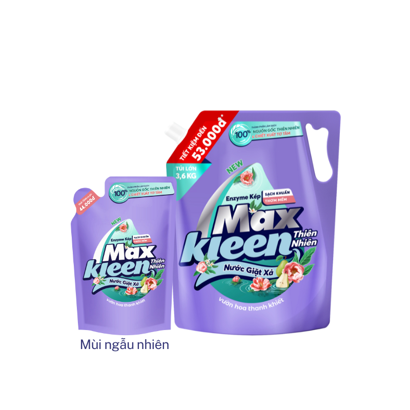 Ảnh Combo Túi Nước Giặt Xả Thiên Nhiên 3.6kg + Túi Nước Giặt Xả 600g MaxKleen (ngẫu nhiên) 1