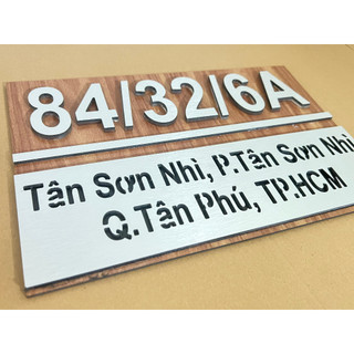 BẢNG, BIỂN SỐ NHÀ. Alu xước bạc + Mica, số nổi đế mica trong, ngoài trời