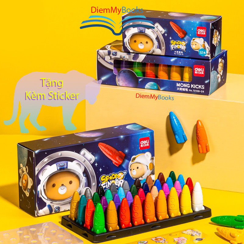 Tặng Sticker - Bút Sáp Màu Hữu Cơ Deli 12/24/36 Màu Cho Bé Tập Vẽ Tô ...