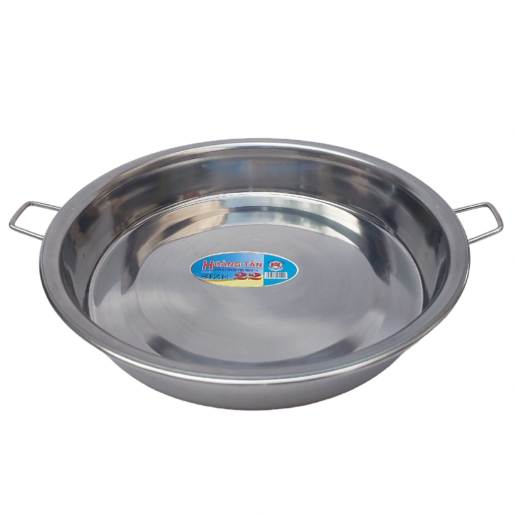 Khay inox tròn, bơ xửng inox làm bánh đổ rau câu loại dầy, đẹp có quai ...