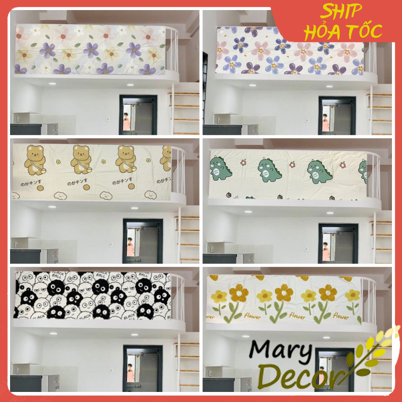 Rèm che gác lửng 220*70cm/ 220*110cm, rèm DÁN KÈM GAI DÁN lan can gác ...