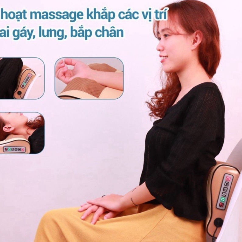 Gối Massage Cổ Vai Gáy, Gối Massage HồNg NgoạI 20 Bi Cao Cấp,Gôi Hỗ Trợ Mát Xa Toàn Thân MÃ: 953