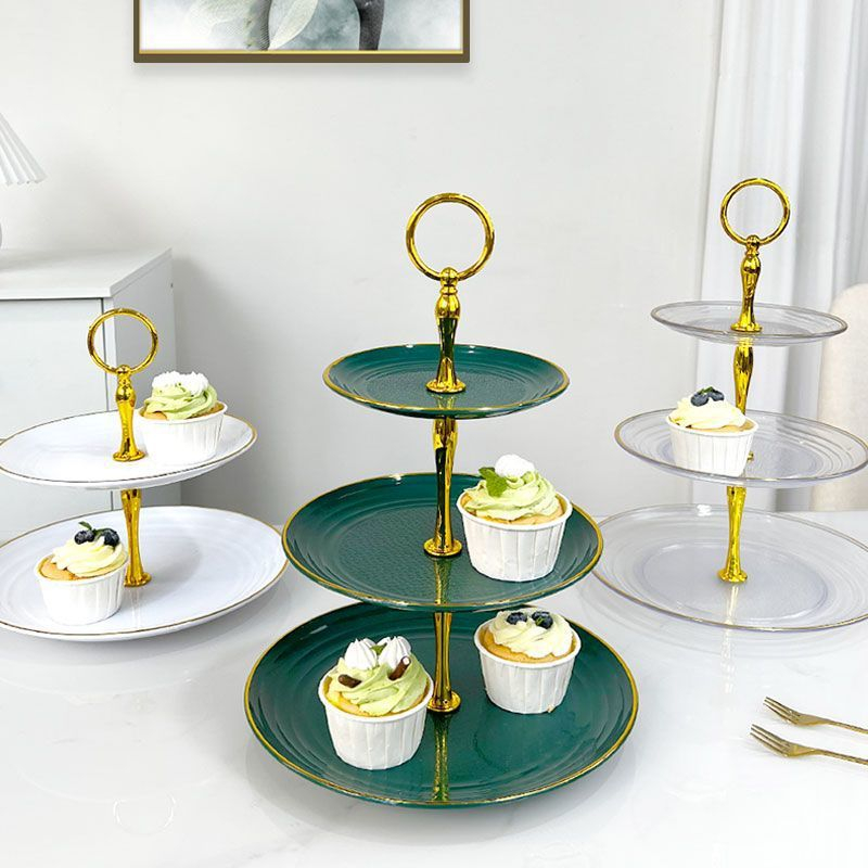 Khay bánh kẹo 2 tầng, 3 tầng viền vàng kim cao cấp để hoa quả, bánh kẹo chuyên dùng cho sự kiện, tiệc cưới