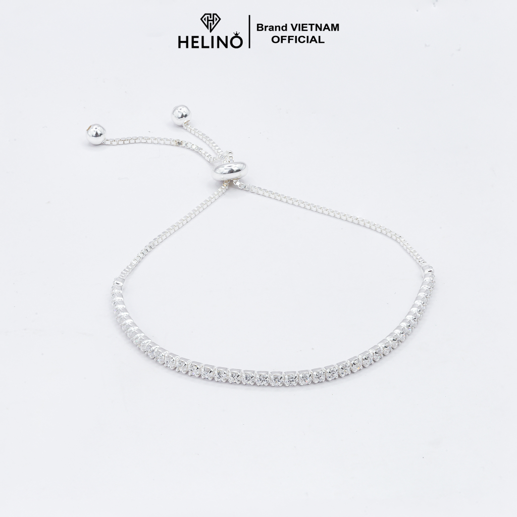 Ảnh Lắc tay bạc HELINO đính đá dải cao cấp chốt dây rút cá tính trang sức nữ cao cấp V16 3