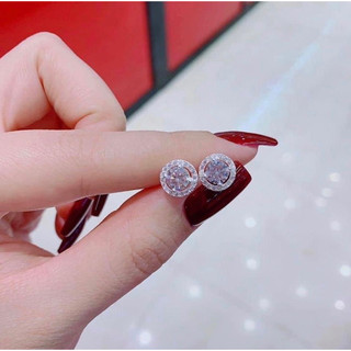 Khuyên tai tròn bạc ta LoPa dáng nhẹ nhàng đính đá lấp lánh,Bạc LoPa (8li)