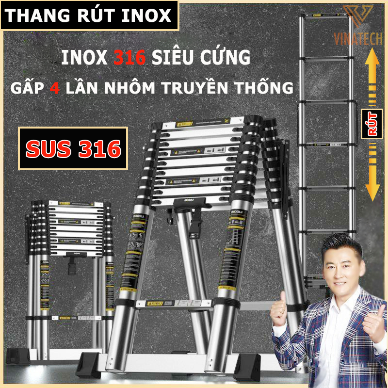 Thang Rút Nhôm Inox Chữ I Chữ A Nhập Khẩu Thang Rút Đơn Rút Đôi 1.9m ...