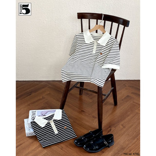 Áo Phông Nữ Kẻ Sọc Tay Ngắn Phối Cổ Polo – Freesize Kẻ Đen Trắng Trẻ Trung, Năng Động | Twentyfive Fashion - 4730
