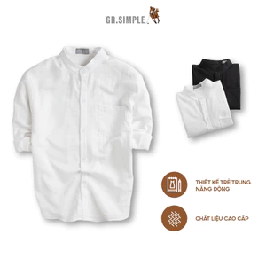 Sơ Mi Cổ Tàu Kiểu Dáng Hàn Quốc Basic GRSIMPLE Phối Túi Ngực Phom Unisex Trẻ Trung Năng Động (TB133)