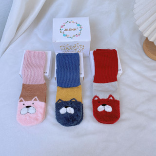 Mẫu Mới Set 3 Đôi Tất Cao Cổ Len Phối Lông Cừu Siêu Mềm Cho Bé Trai Bé Gái 1-4 Tuổi TK010