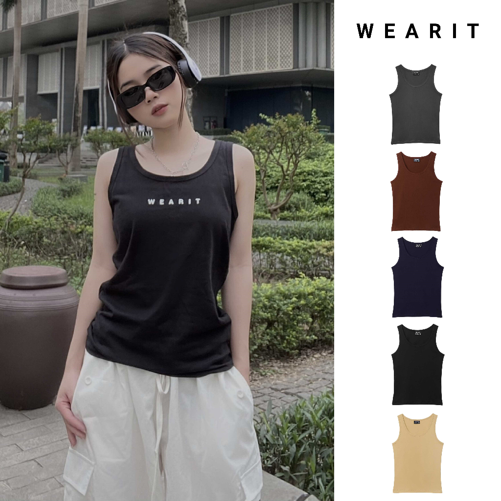 Áo thun hai dây WEARIT chất liệu cotton, phong cách basic, thoải mái, nhiều màu dễ phối