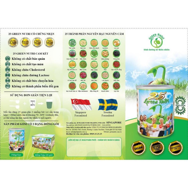 Sữa hạt 25 Green Nutri nhập khẩu 750g - DINH DƯỠNG cả gia đình