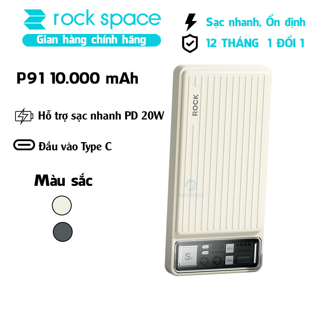 Ảnh Pin Sạc Dự Phòng Dòng Du Lịch Rockspace P91 Sạc Nhanh PD20W 10000mA Hàng chính hãng bảo hành 12 1