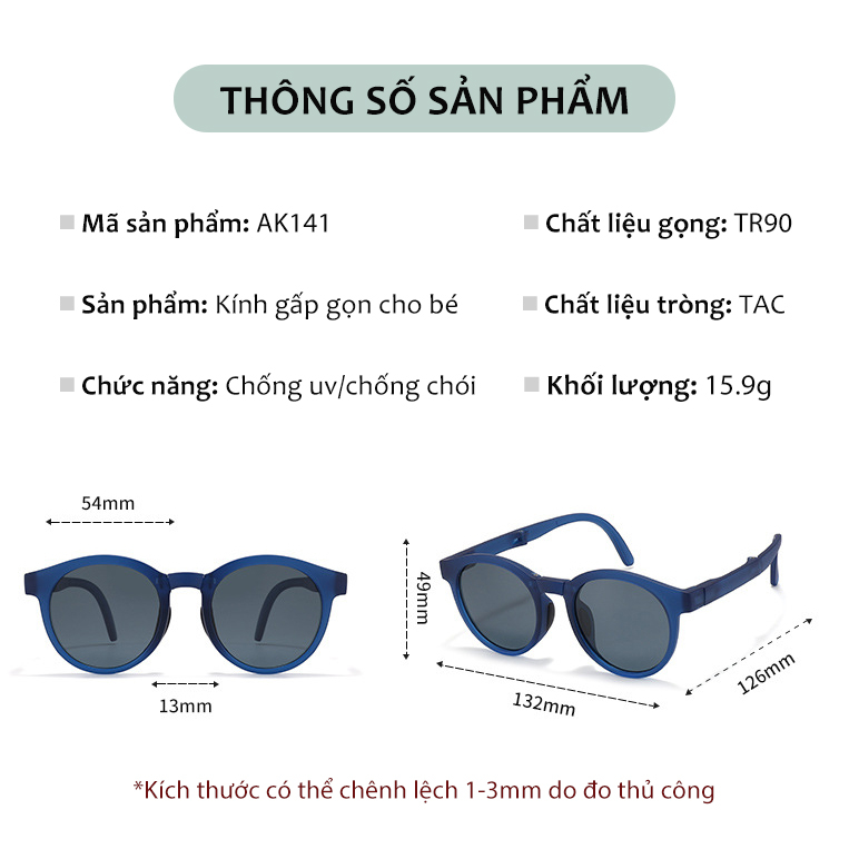 Ảnh Kính Gấp Gọn Phân Cực Mắt Tròn Aoron Cho Bé Thời Trang Bảo Vệ Mắt Chống Tia Cực Tím Chống Bụi Kèm Hộp Tiện Lợi AK141 2