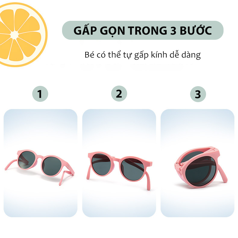 Ảnh Kính Gấp Gọn Phân Cực Mắt Tròn Aoron Cho Bé Thời Trang Bảo Vệ Mắt Chống Tia Cực Tím Chống Bụi Kèm Hộp Tiện Lợi AK141 4