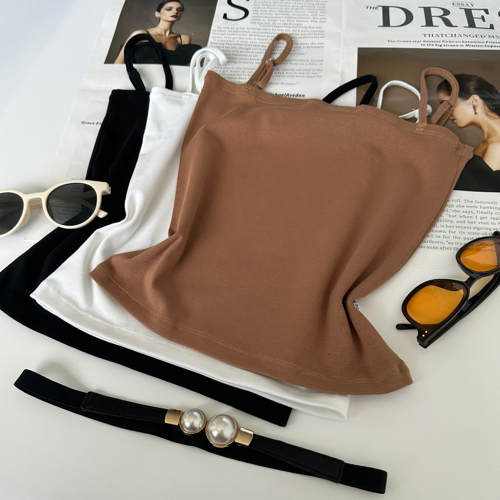 Ảnh Áo 2 dây choobe nữ dáng ôm vải thuncotton co giãn có chốt điều chỉnh nhiều màu sắc A11 1