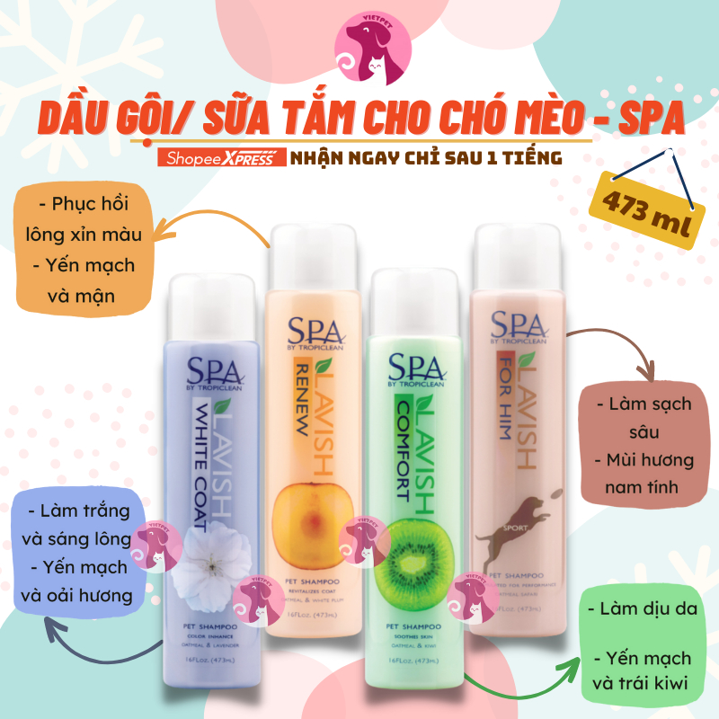 SALE) [473ml] Dầu gội/ Sữa tắm cho chó mèo SPA Lavish by