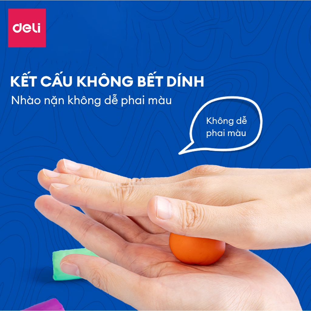 [Tặng Khuôn] Bộ đất nặn 12/24 Màu An Toàn Deli Đất Nặn Chất Liệu Hữu Cơ An Toàn Tặng Kèm Khuôn Nhựa Màu Sắc Tươi Sáng