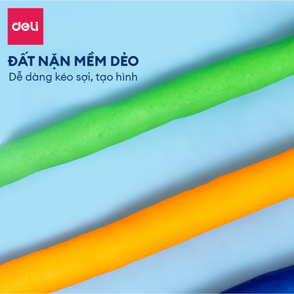 [Tặng Khuôn] Bộ đất nặn 12/24 Màu An Toàn Deli Đất Nặn Chất Liệu Hữu Cơ An Toàn Tặng Kèm Khuôn Nhựa Màu Sắc Tươi Sáng