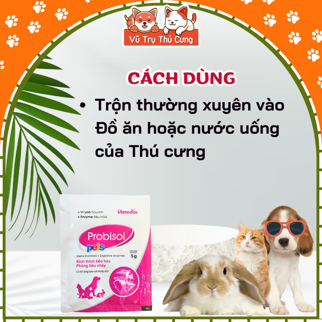 Combo 10 Gói Men tiêu hoá cho chó mèo Probisol - Hỗ trợ tiêu hoá, bổ sung Vitamin cho chó mèo