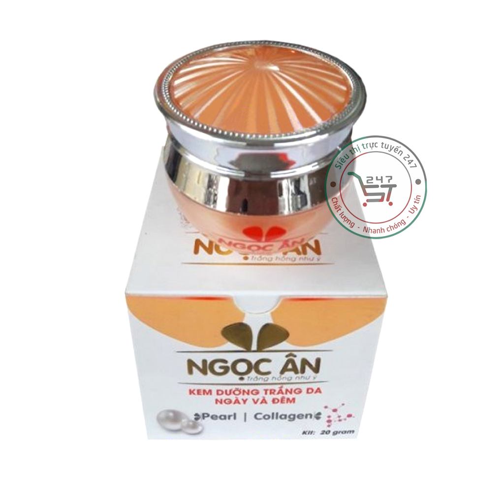 Kem dưỡng Trắng da mặt Giữ ẩm Bảo vệ da ngày và đêm ngọc trai collagen Ngọc Ân 20g (trắng-cam)
