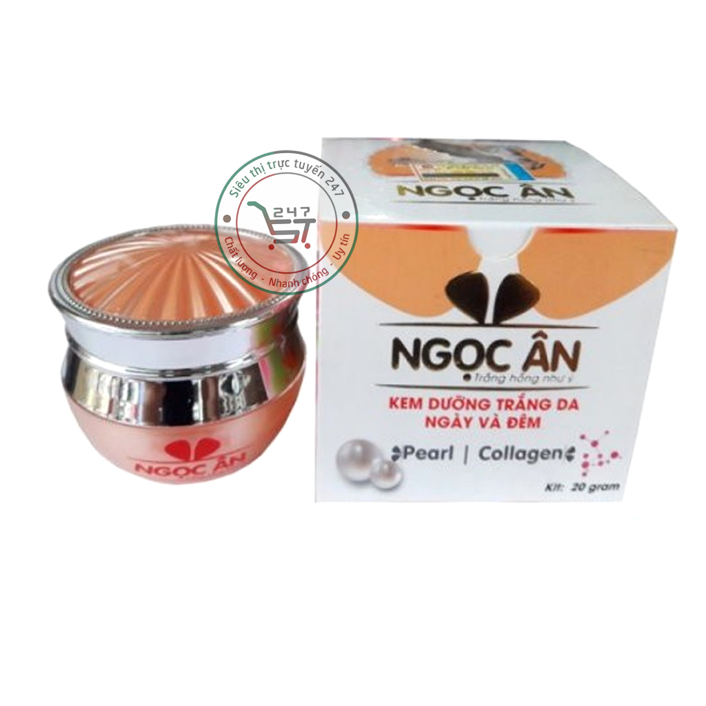 Kem dưỡng Trắng da mặt Giữ ẩm Bảo vệ da ngày và đêm ngọc trai collagen Ngọc Ân 20g (trắng-cam)