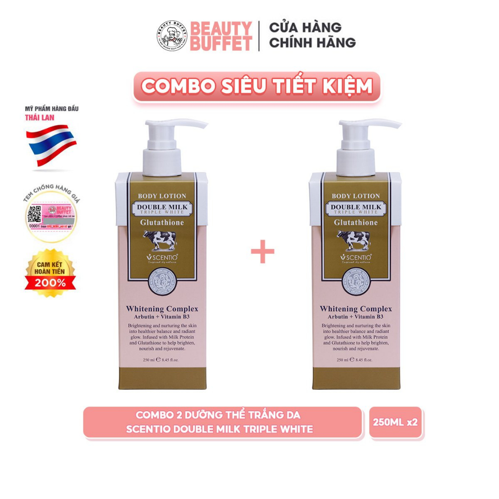 Ảnh Combo 2 Dưỡng thể dưỡng trắng da toàn thân Scentio Double Milk Triple Bright Body Lotion 250ml 1
