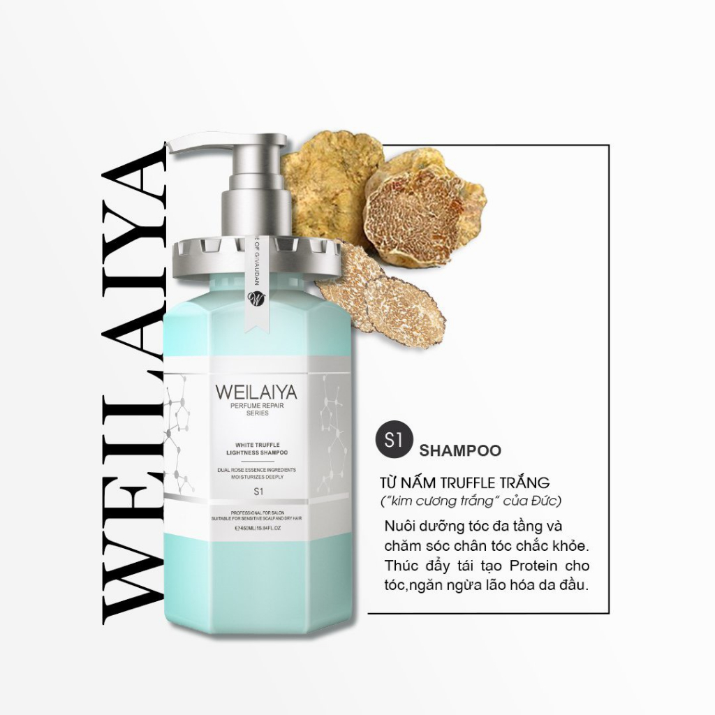 Ảnh Dầu Gội Weilaiya Cặp Gội-Xả Phục Hồi Đa Tầng Nấm Truffle 450ml 3
