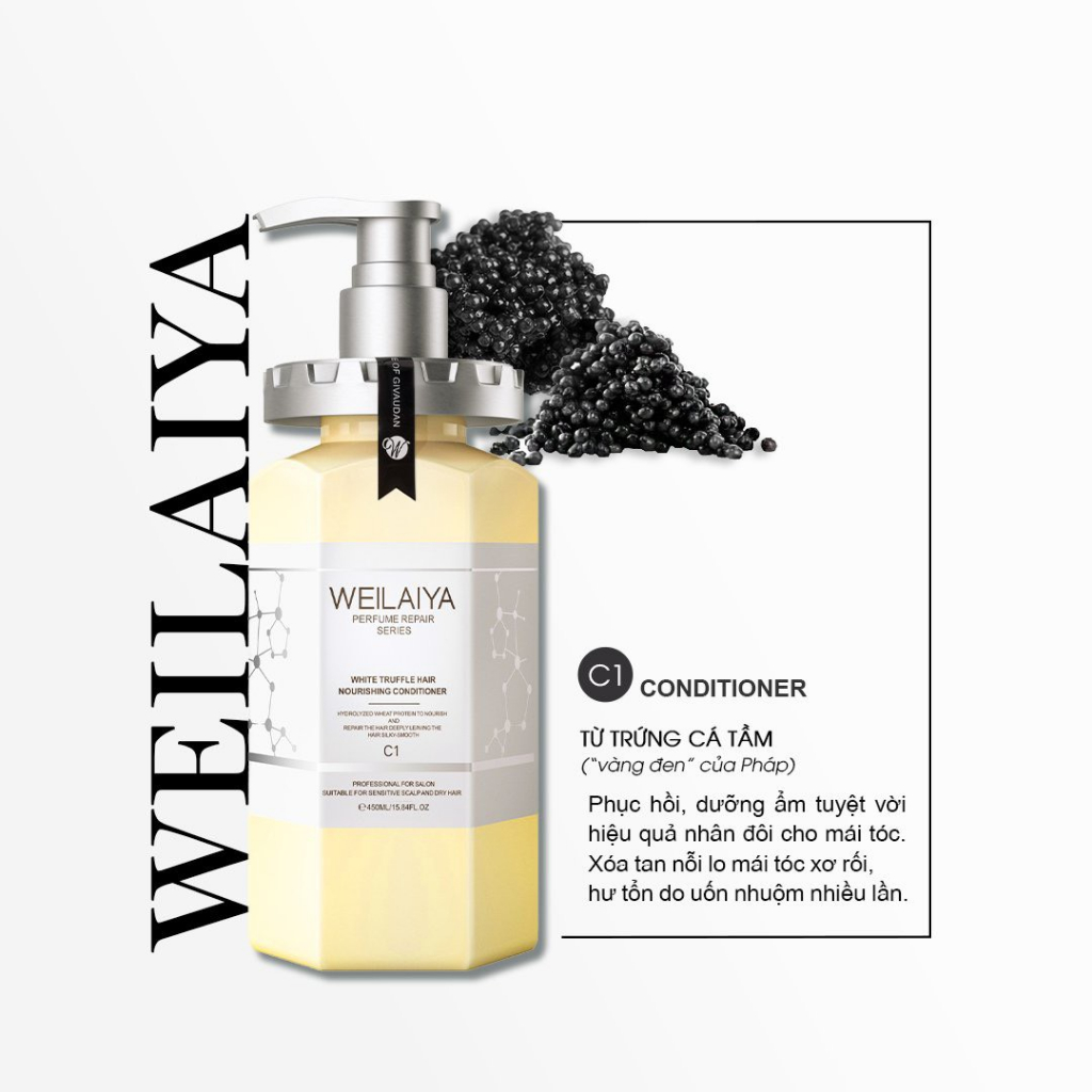 Ảnh Dầu Gội Weilaiya Cặp Gội-Xả Phục Hồi Đa Tầng Nấm Truffle 450ml 4