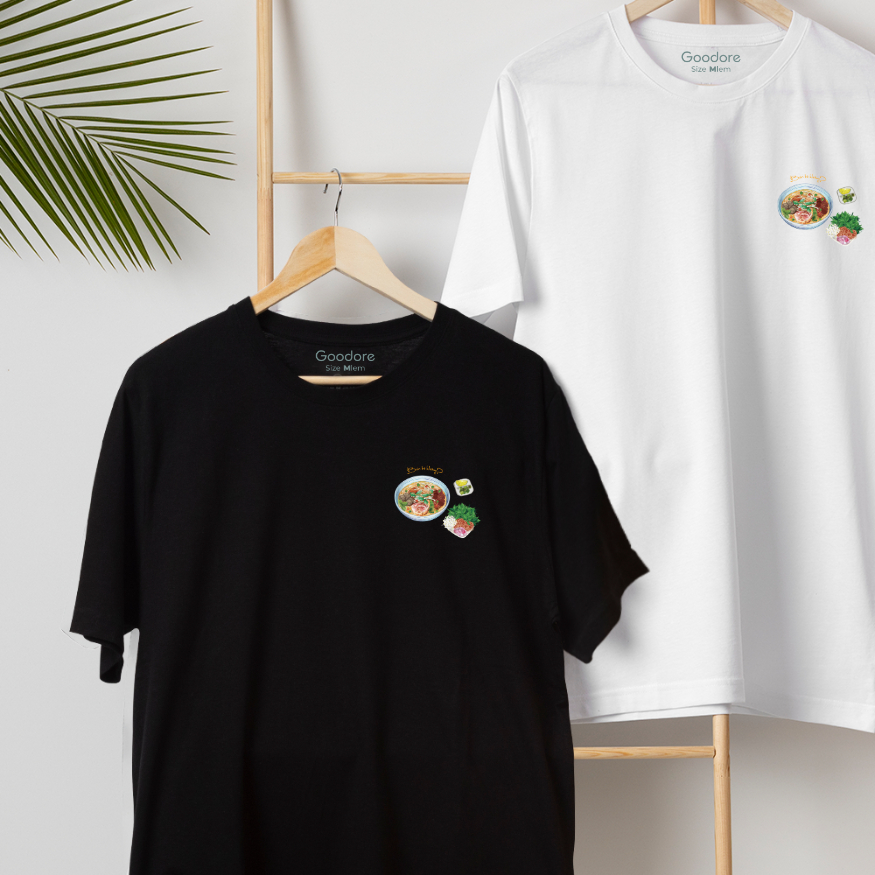 Áo thun Oversize cotton unisex nam nữ Goodore Bún bò mini thoáng mát năng động thiết kế độc đáo