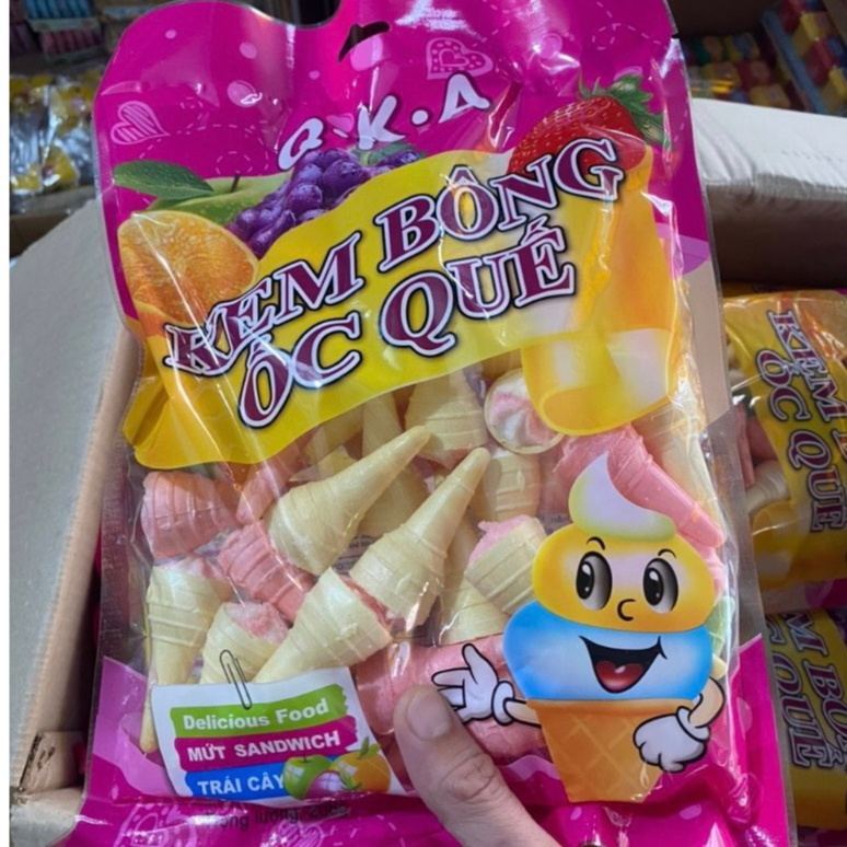 Kẹo Kem Bông Ốc Quế Gói 170gr - Đồ Ăn Vặt Tuổi Thơ Hot