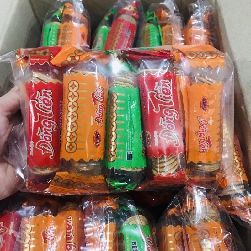 Bịch 10 Gói Bánh Quy Đồng Tiền Hải Việt - Đồ Ăn Vặt Tuổi Thơ