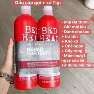 Cặp Gội Xả TIGI Bed Head 750ml Chính Hãng – Phục Hồi Tóc Hư Tổn Nặng – Mềm Mượt Chuẩn Salon