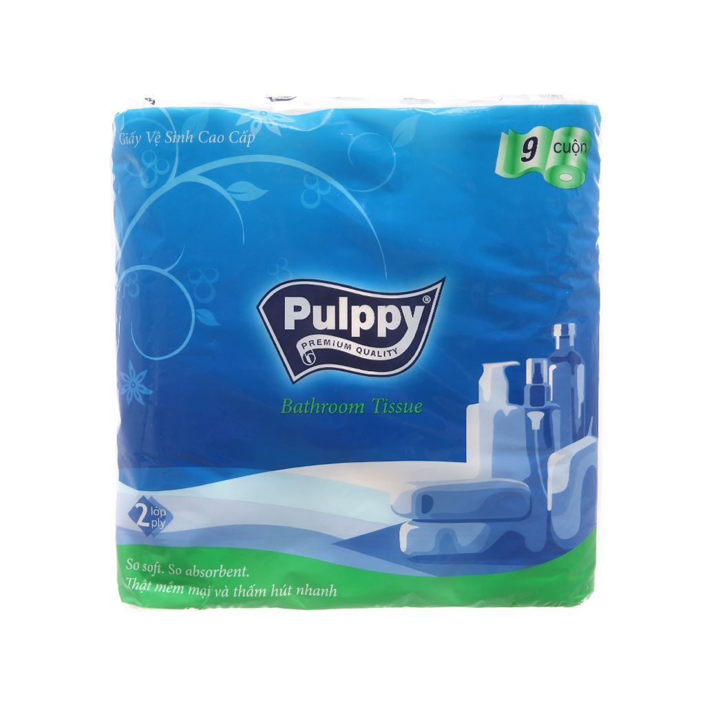 Giấy vệ sinh 3 lớp Pulppy 9 cuộn xanh- Giấy cao cấp chính hãng | Shopee ...