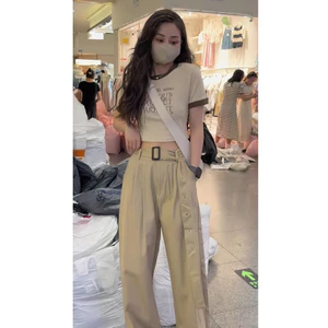 Set Áo Croptop mix Quần Kaki Kèm Đai