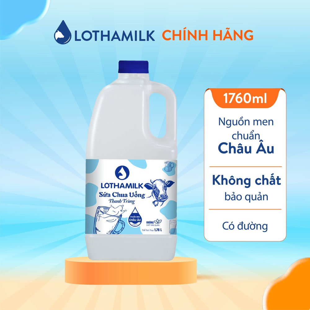 Ảnh Sữa chua uống thanh trùng có đường Lothamilk chai 1760ml 1