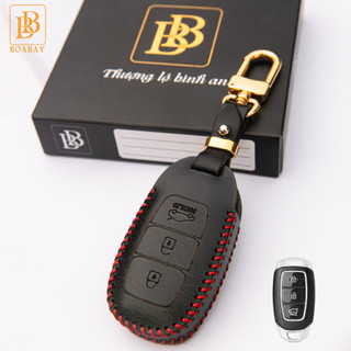 Bao Da Chìa Khóa ÔTô HUYNDAI Santafe 19-20, Accent 18-20, Kona ( 3 nút) Da Thật 100% Bảo Hành 2 Năm BB